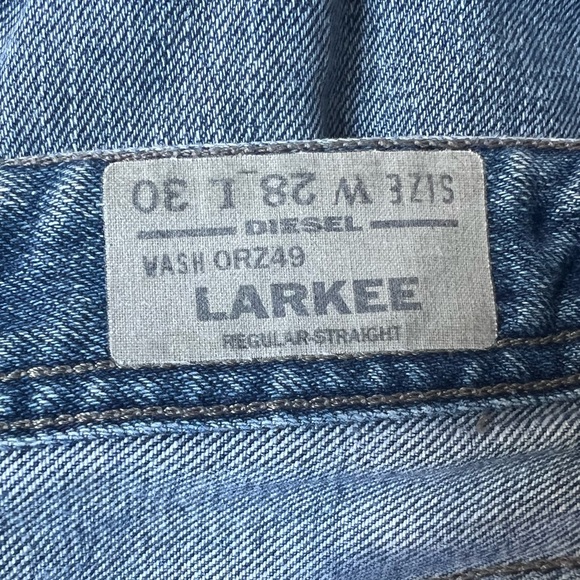 Diesel Larkee Straight Leg Button Fly Blue Denim Jeans Size 28x30 - Picture 4 of 8